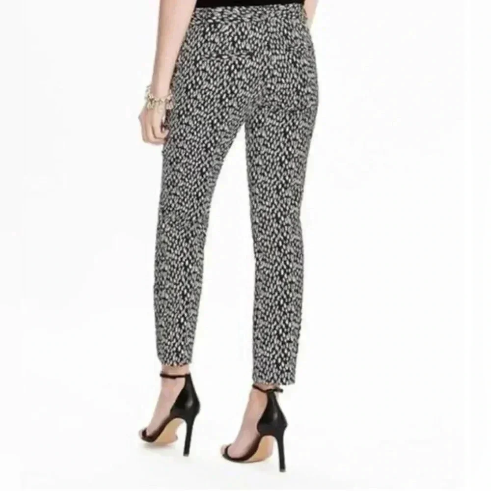 Banana Republic Slim Leopard-Print Jacquard Ankle Pants, size 12